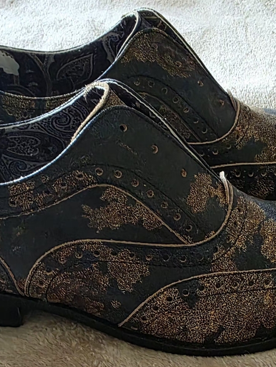 Robert Graham Men’s Black & Gold Brogue Leather Dress Shoes main image 8